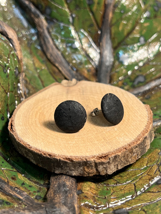 Korkohrstecker Anthrazit-Schwarz - wood stud - Holzohrringe - Holzdeko und mehr