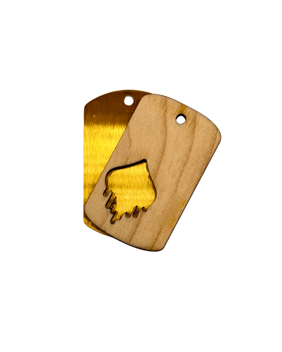 wood stud Dogtag-Kette Edelstahl & Holz – Gold wood stud