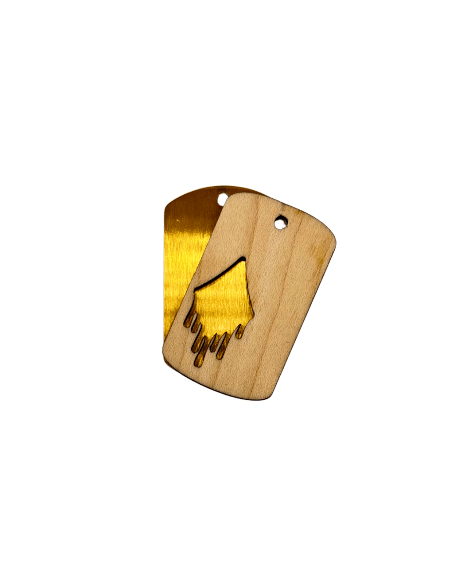 Dogtag - Kette Edelstahl & Holz – Gold - wood stud - Holzohrringe - Holzschmuck und mehr
