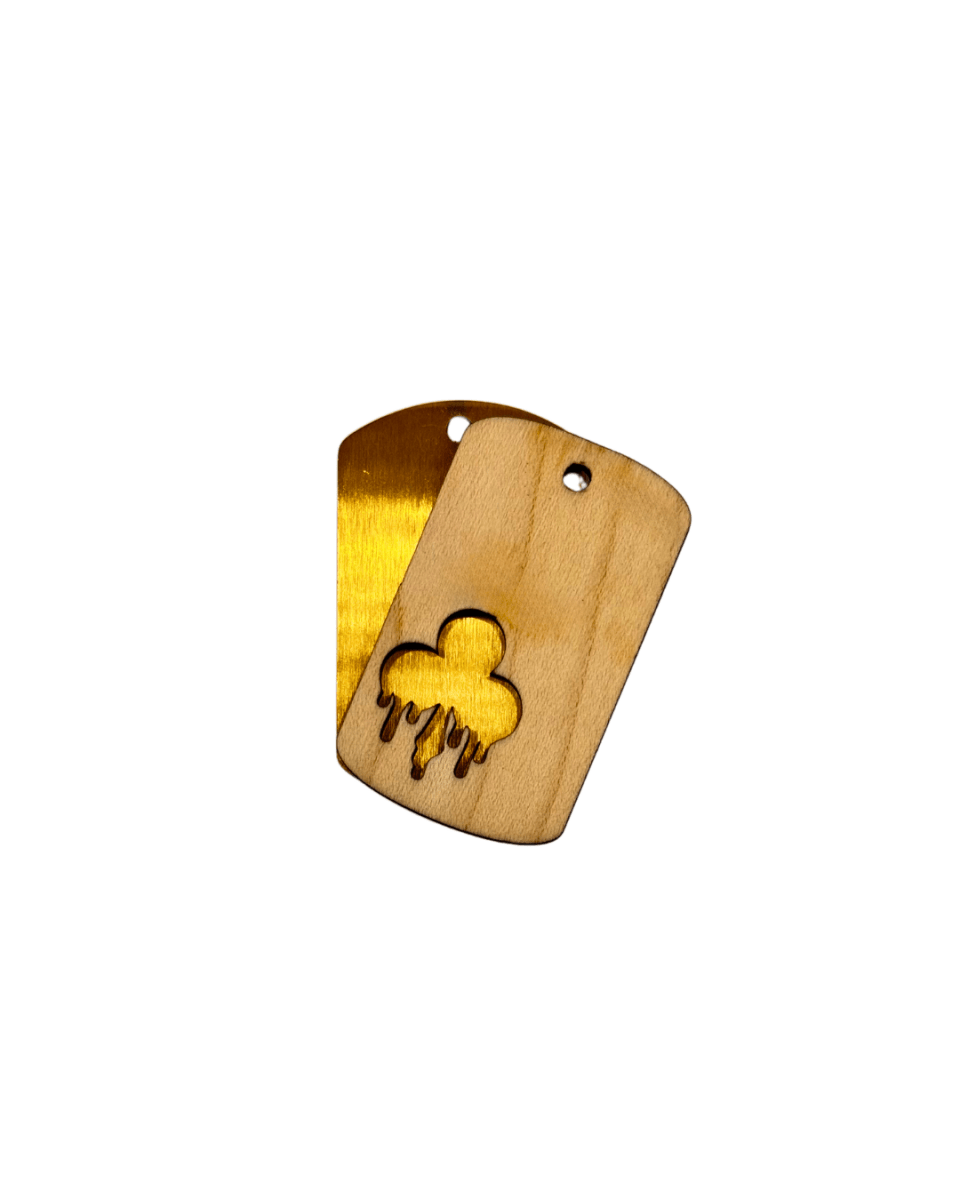 wood stud Dogtag-Kette Edelstahl & Holz – Gold wood stud