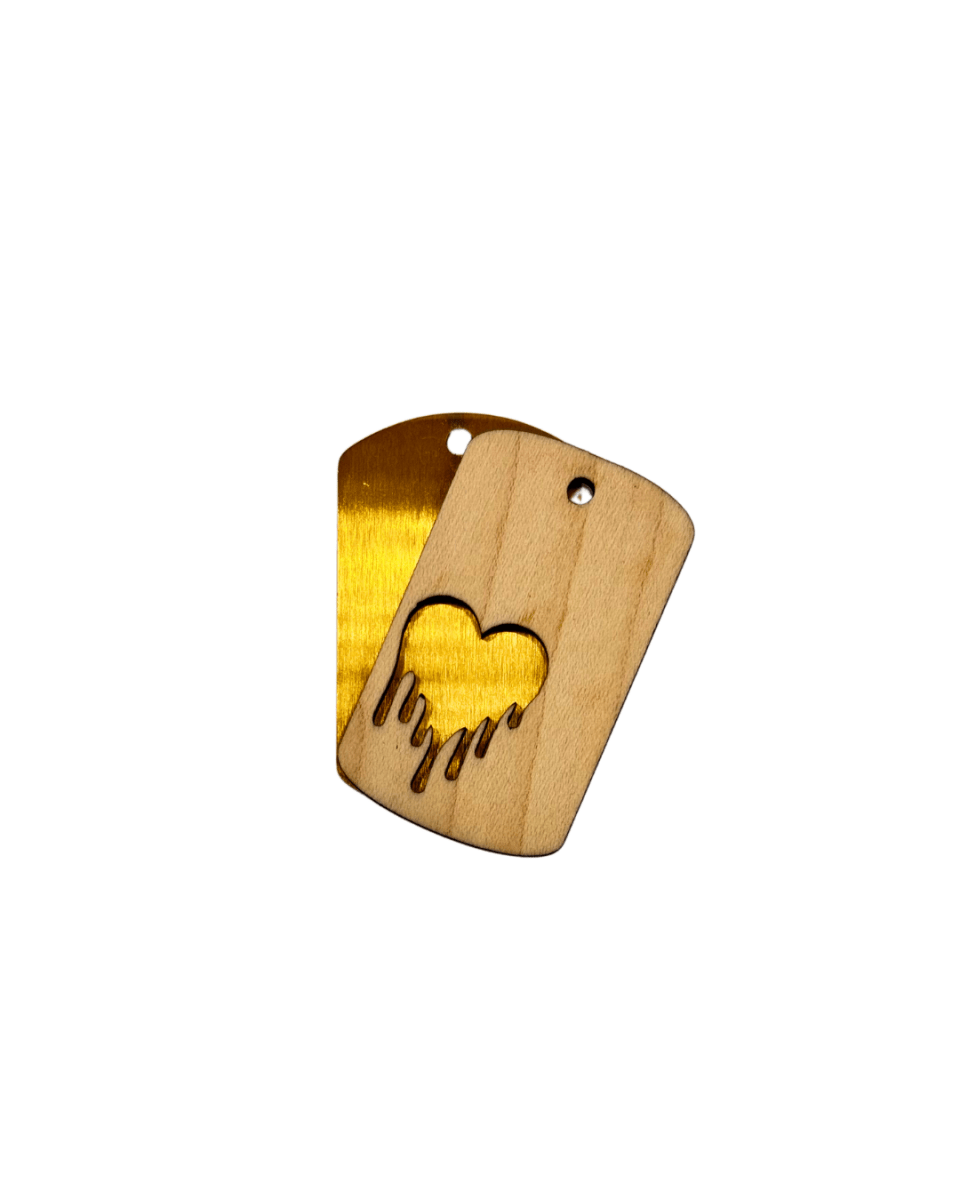 Dogtag - Kette Edelstahl & Holz – Gold - wood stud - Holzohrringe - Holzschmuck und mehr