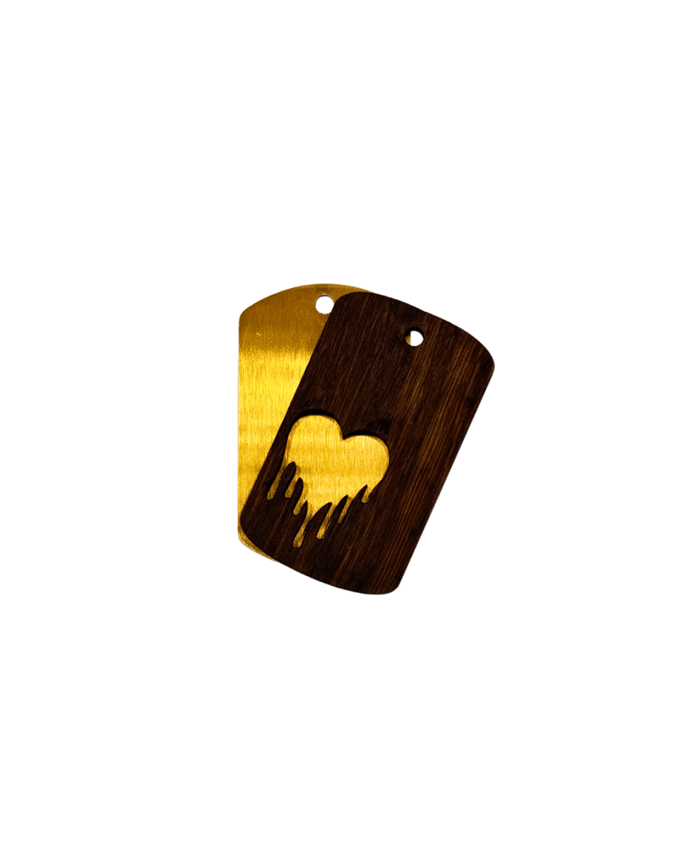 Dogtag - Kette Edelstahl & Holz – Gold - wood stud - Holzohrringe - Holzschmuck und mehr