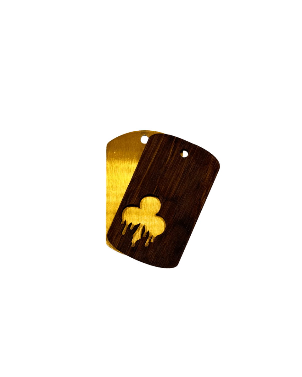 wood stud Dogtag-Kette Edelstahl & Holz – Gold wood stud