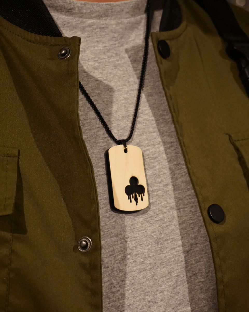 Dogtag - Kette Edelstahl & Holz â Schwarz - wood stud - Holzohrringe - Holzschmuck und mehr