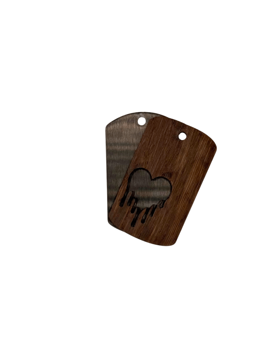 Dogtag - Kette Edelstahl & Holz â Schwarz - wood stud - Holzohrringe - Holzschmuck und mehr