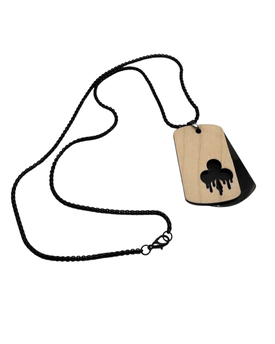 Dogtag - Kette Edelstahl & Holz â Schwarz - wood stud - Holzohrringe - Holzschmuck und mehr