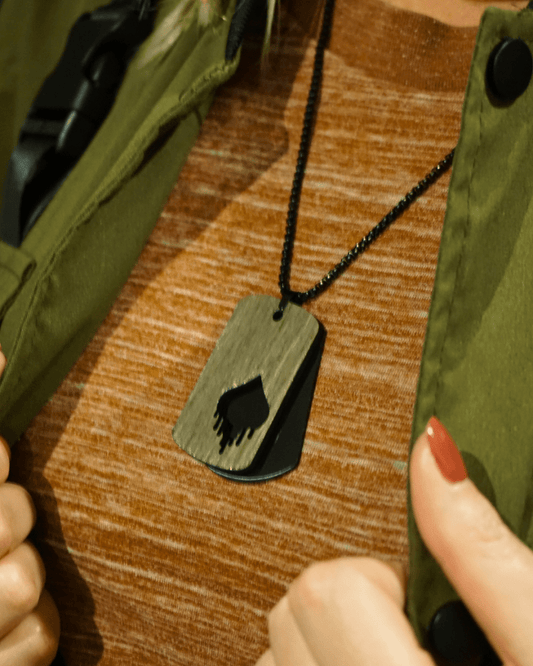 Dogtag - Kette Edelstahl & Holz – Schwarz - wood stud - Holzohrringe - Holzschmuck und mehr