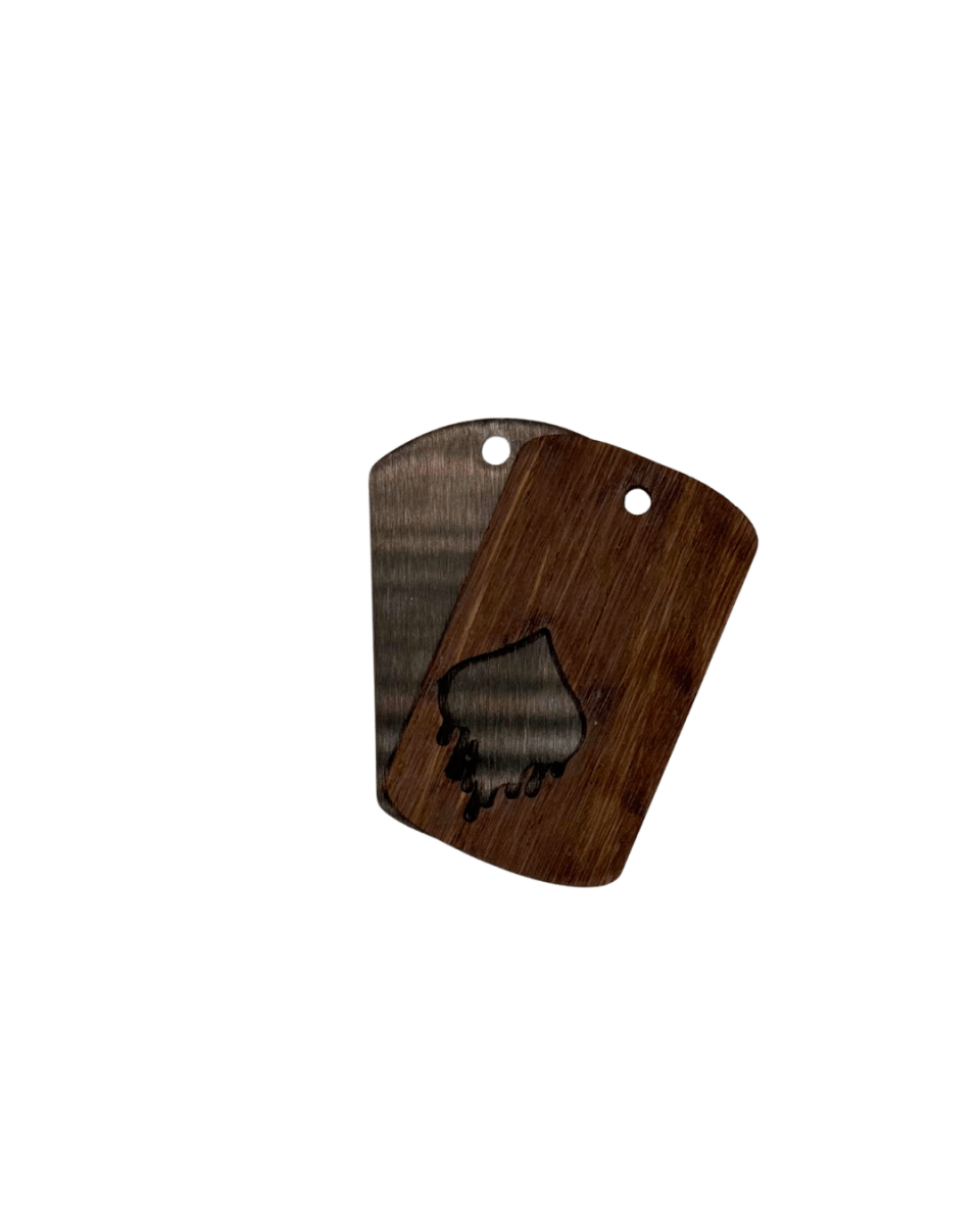 Dogtag - Kette Edelstahl & Holz â Schwarz - wood stud - Holzohrringe - Holzschmuck und mehr