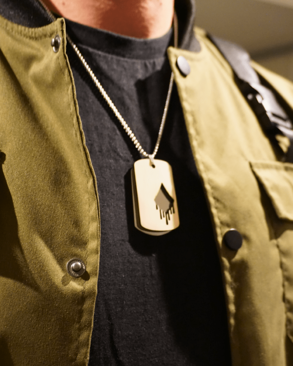 Dogtag - Kette Edelstahl & Holz – Silber - wood stud - Holzohrringe - Holzschmuck und mehr