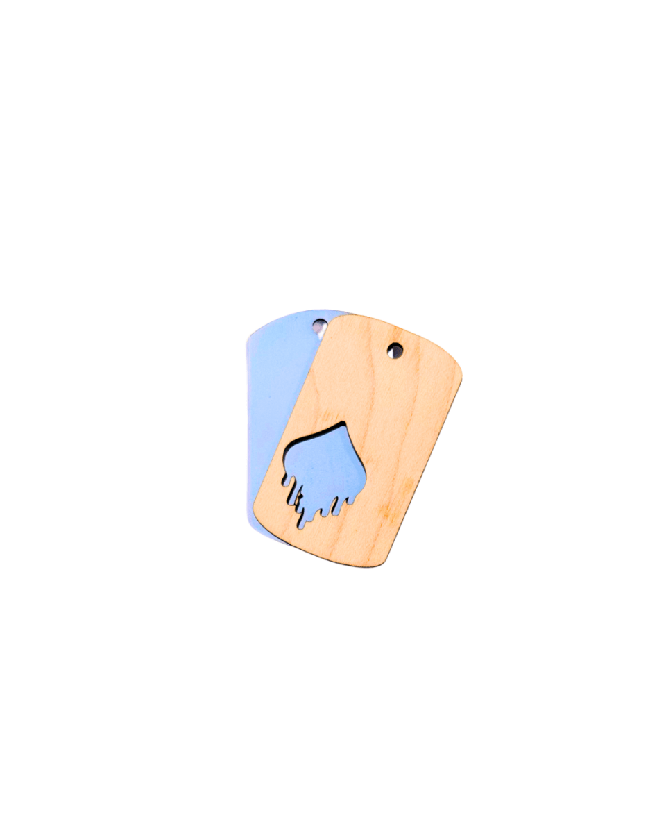 wood stud Dogtag-Kette Edelstahl & Holz – Silber wood stud