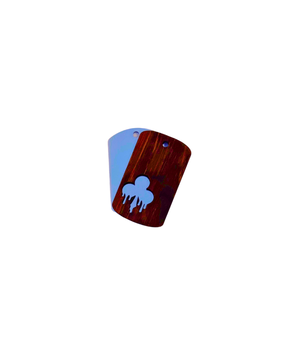 wood stud Dogtag-Kette Edelstahl & Holz – Silber wood stud