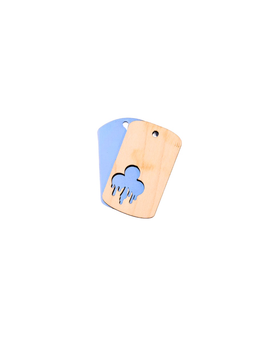 wood stud Dogtag-Kette Edelstahl & Holz – Silber wood stud