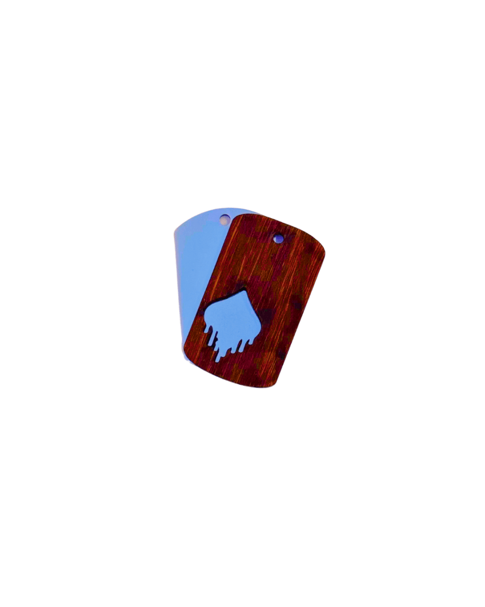 wood stud Dogtag-Kette Edelstahl & Holz – Silber wood stud