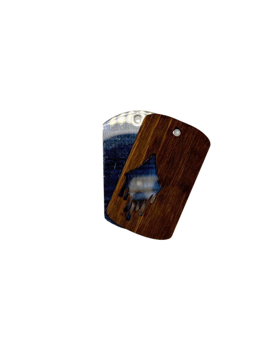 Dogtag - Kette Edelstahl & Holz – Silber - wood stud - Holzohrringe - Holzschmuck und mehr