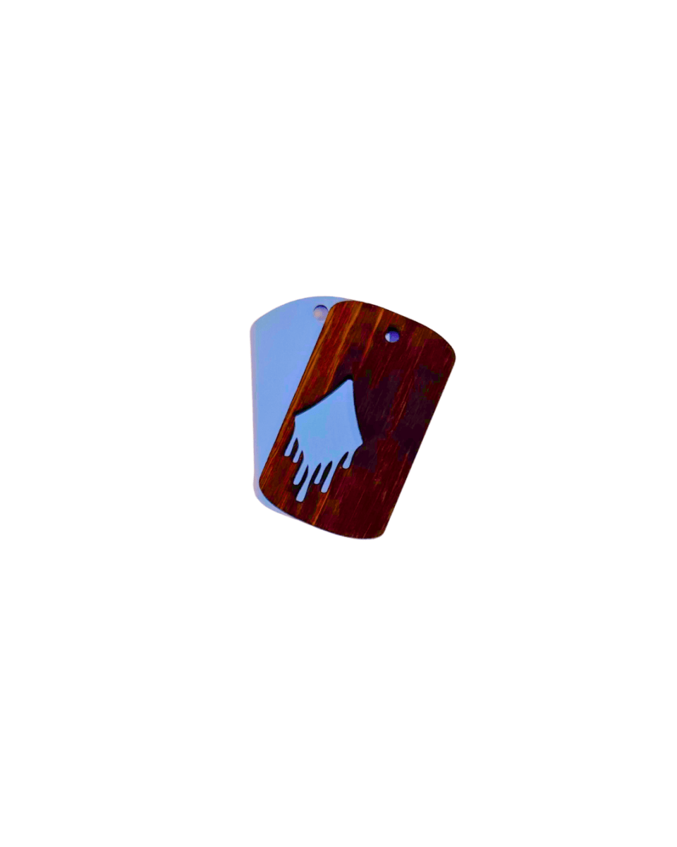 Dogtag - Kette Edelstahl & Holz – Silber - wood stud - Holzohrringe - Holzschmuck und mehr