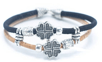 Kork Armband doppeltes Glück - wood stud - Holzohrringe - Holzschmuck und mehr