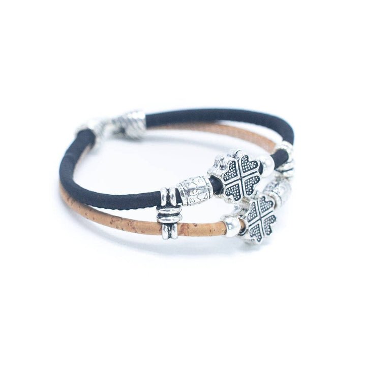 Kork Armband doppeltes Glück - wood stud - Holzohrringe - Holzschmuck und mehr