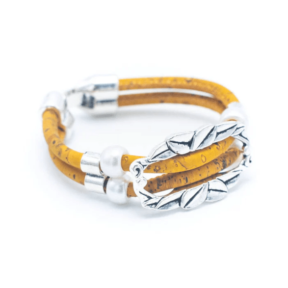 Kork Armband Frühlingskranz - wood stud - Holzohrringe - Holzschmuck und mehr