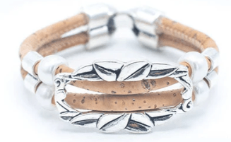 Kork Armband Frühlingskranz: naturfarbene Ausführung.
