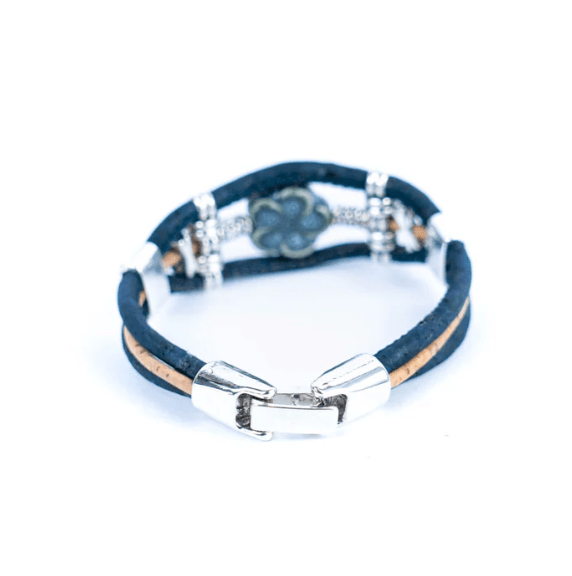 Kork Armband Gebrannte Blüte - wood stud - Holzohrringe - Holzschmuck und mehr