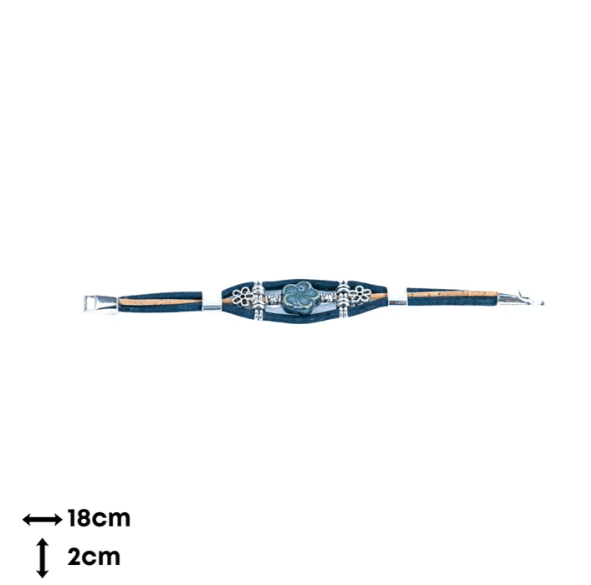 Kork Armband Gebrannte Blüte: Maßgrafik.