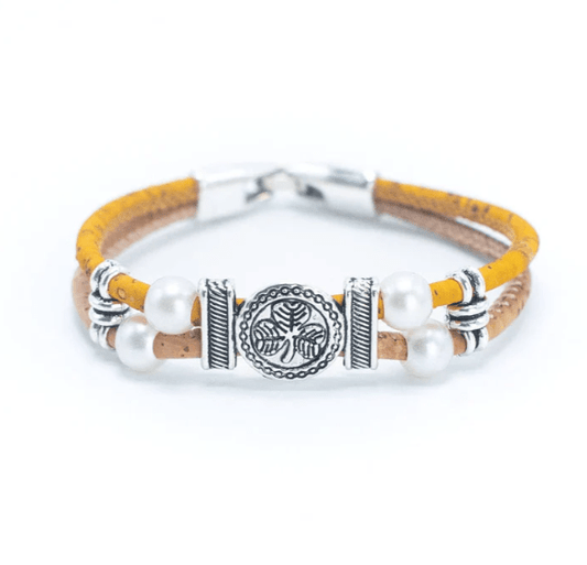 Kork Armband Glücksmünze - wood stud - Holzohrringe - Holzschmuck und mehr