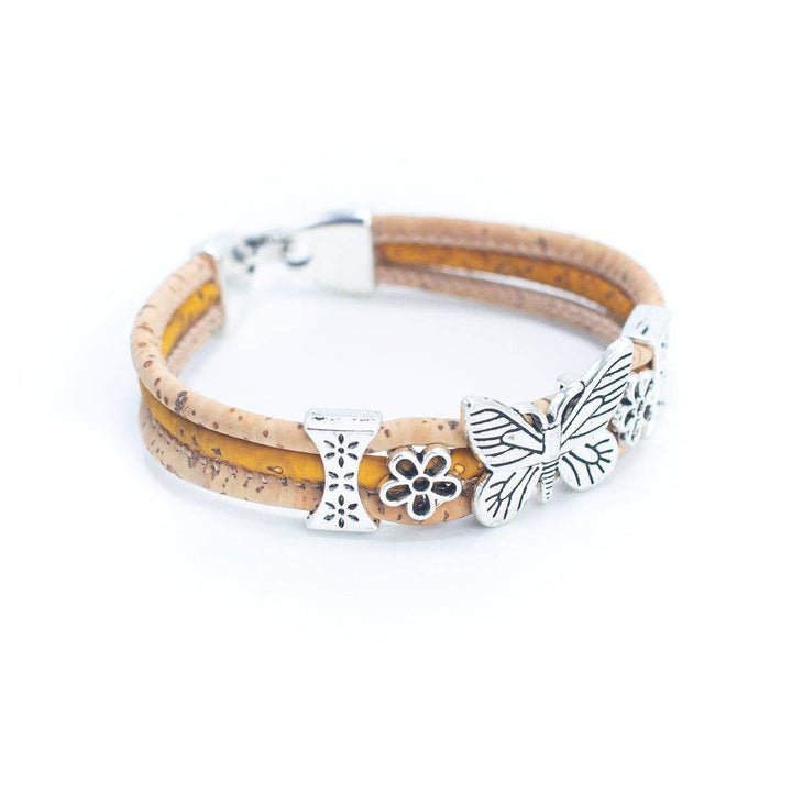 Kork Armband Schmetterlingsblüten - wood stud - Holzohrringe - Holzschmuck und mehr