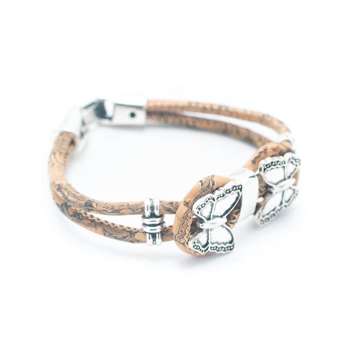 Kork Armband Schmetterlingsglück - wood stud - Holzohrringe - Holzschmuck und mehr