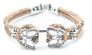 Kork Armband Schmetterlingsglück - wood stud - Holzohrringe - Holzschmuck und mehr