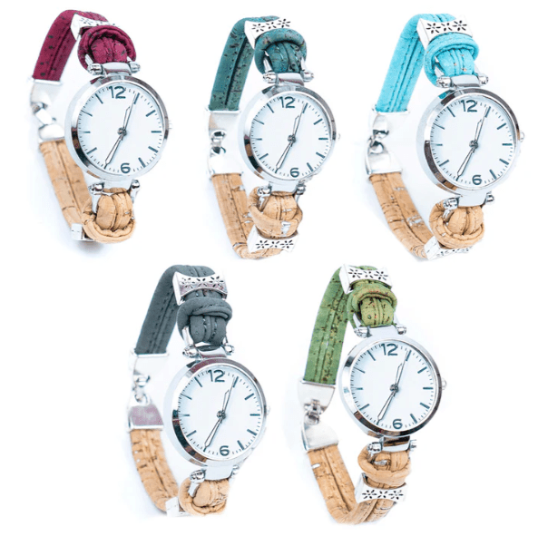 Kork Armbanduhr Duo - wood stud - Holzohrringe - Holzschmuck und mehr
