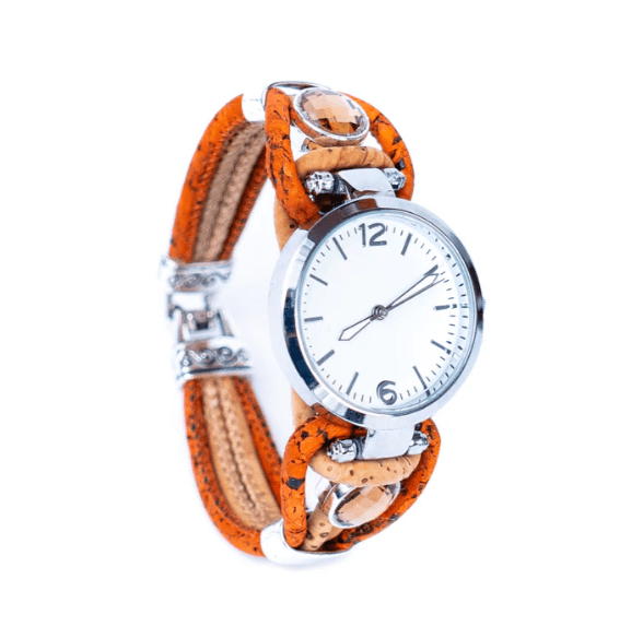 Kork Armbanduhr Eleganz - wood stud - Holzohrringe - Holzschmuck und mehr