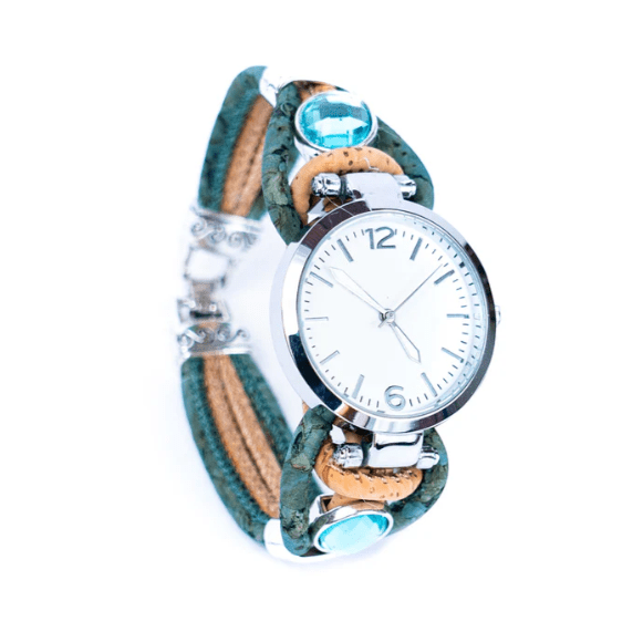 Kork Armbanduhr Eleganz - wood stud - Holzohrringe - Holzschmuck und mehr