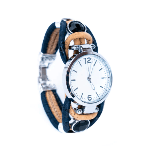 Kork Armbanduhr Eleganz - wood stud - Holzohrringe - Holzschmuck und mehr