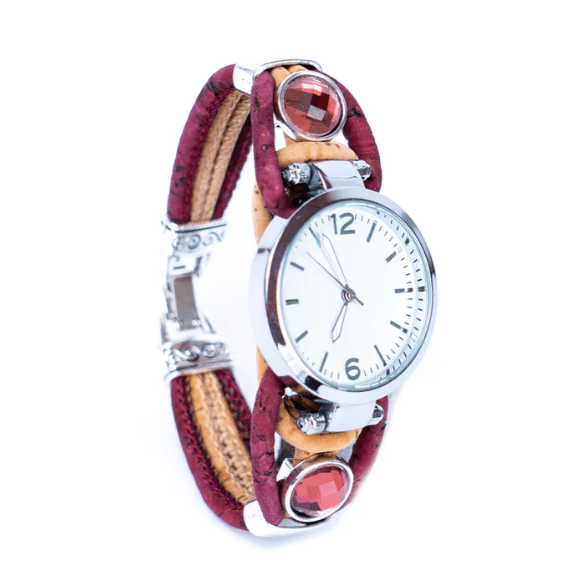 Kork Armbanduhr Eleganz - wood stud - Holzohrringe - Holzschmuck und mehr