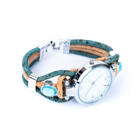 Kork Armbanduhr Eleganz - wood stud - Holzohrringe - Holzschmuck und mehr