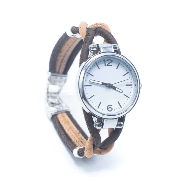 Kork Armbanduhr Gesponnen - wood stud - Holzohrringe - Holzschmuck und mehr