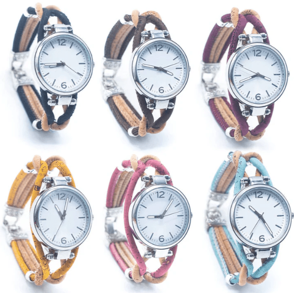 Kork Armbanduhr Gesponnen - wood stud - Holzohrringe - Holzschmuck und mehr