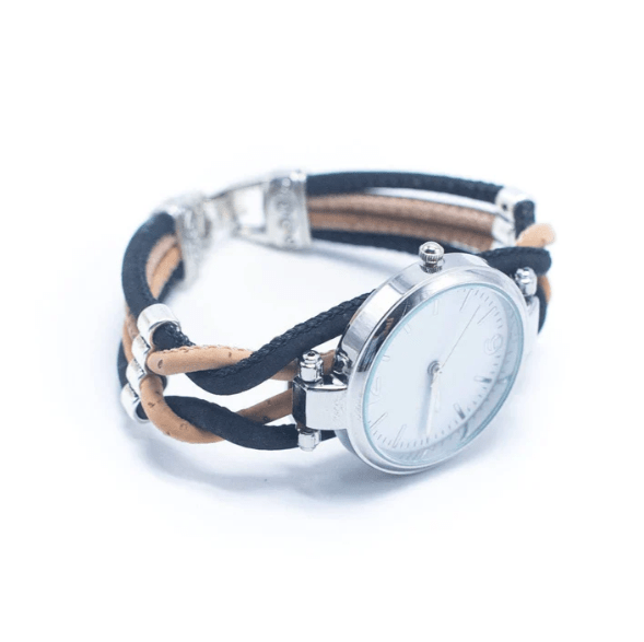 Kork Armbanduhr Gesponnen - wood stud - Holzohrringe - Holzschmuck und mehr