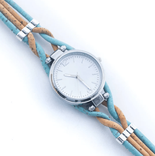 Kork Armbanduhr Gesponnen - wood stud - Holzohrringe - Holzschmuck und mehr