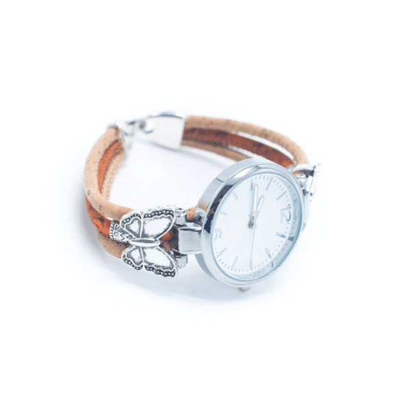 Kork Armbanduhr Schmetterling - wood stud - Holzohrringe - Holzschmuck und mehr
