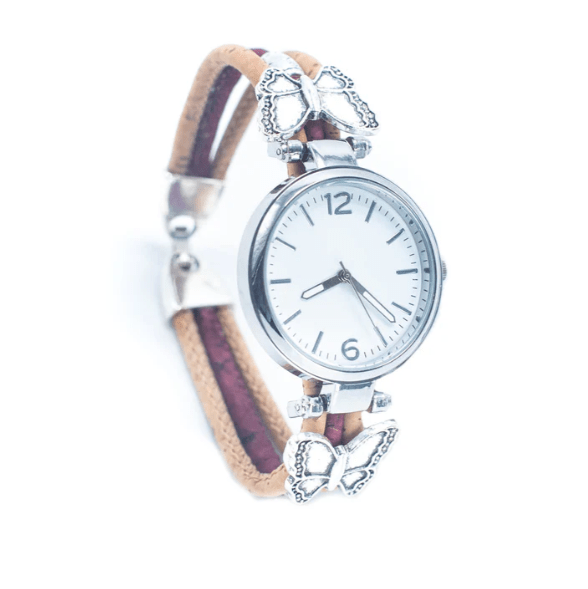 Kork Armbanduhr Schmetterling - wood stud - Holzohrringe - Holzschmuck und mehr