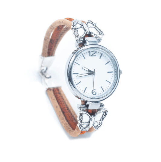Kork Armbanduhr Schmetterling - wood stud - Holzohrringe - Holzschmuck und mehr