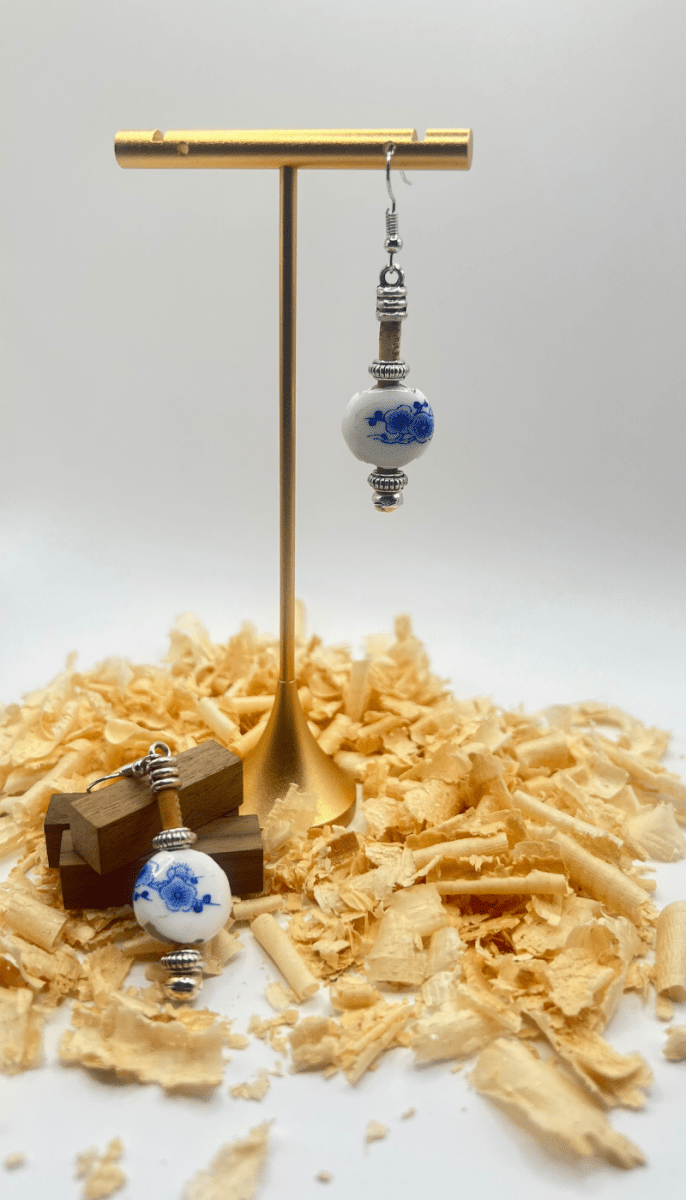 Kork Hängeohrringe natura - wood stud - Holzohrringe - Holzschmuck und mehr