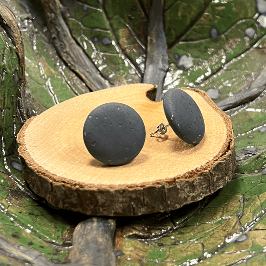 Korkohrstecker Blau - Grau - wood stud - Holzohrringe - Holzschmuck und mehr