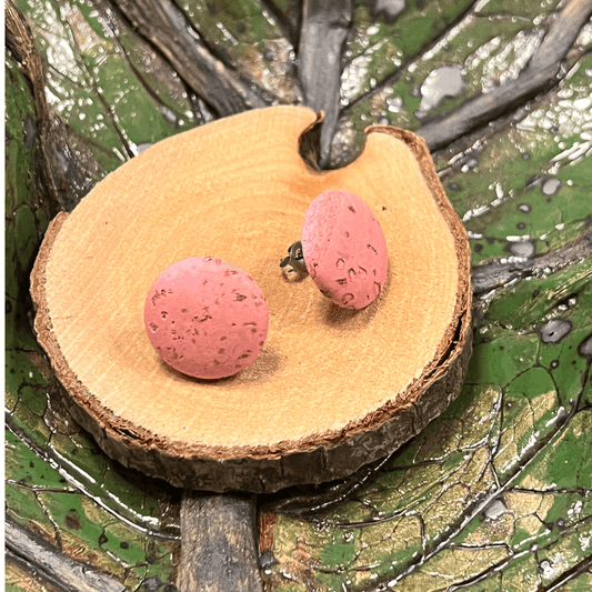 Korkohrstecker Flamingo - wood stud - Holzohrringe - Holzschmuck und mehr