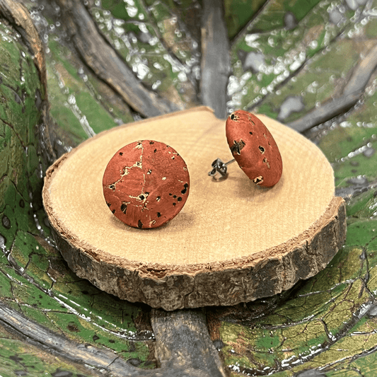 wood stud Korkohrstecker Rotbraun mit goldenen Akzenten wood stud