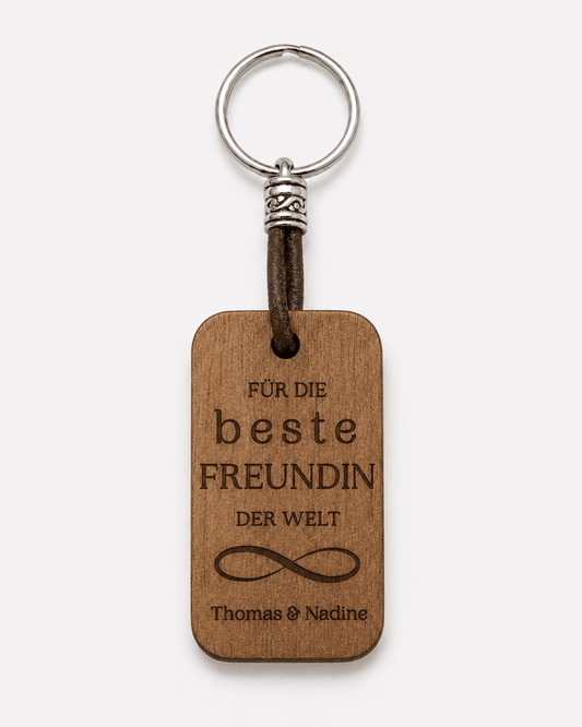 Personalisierter Holz-Schlüsselanhänger für Freund & Freundin - wood stud - Holzohrringe - Holzschmuck und mehr