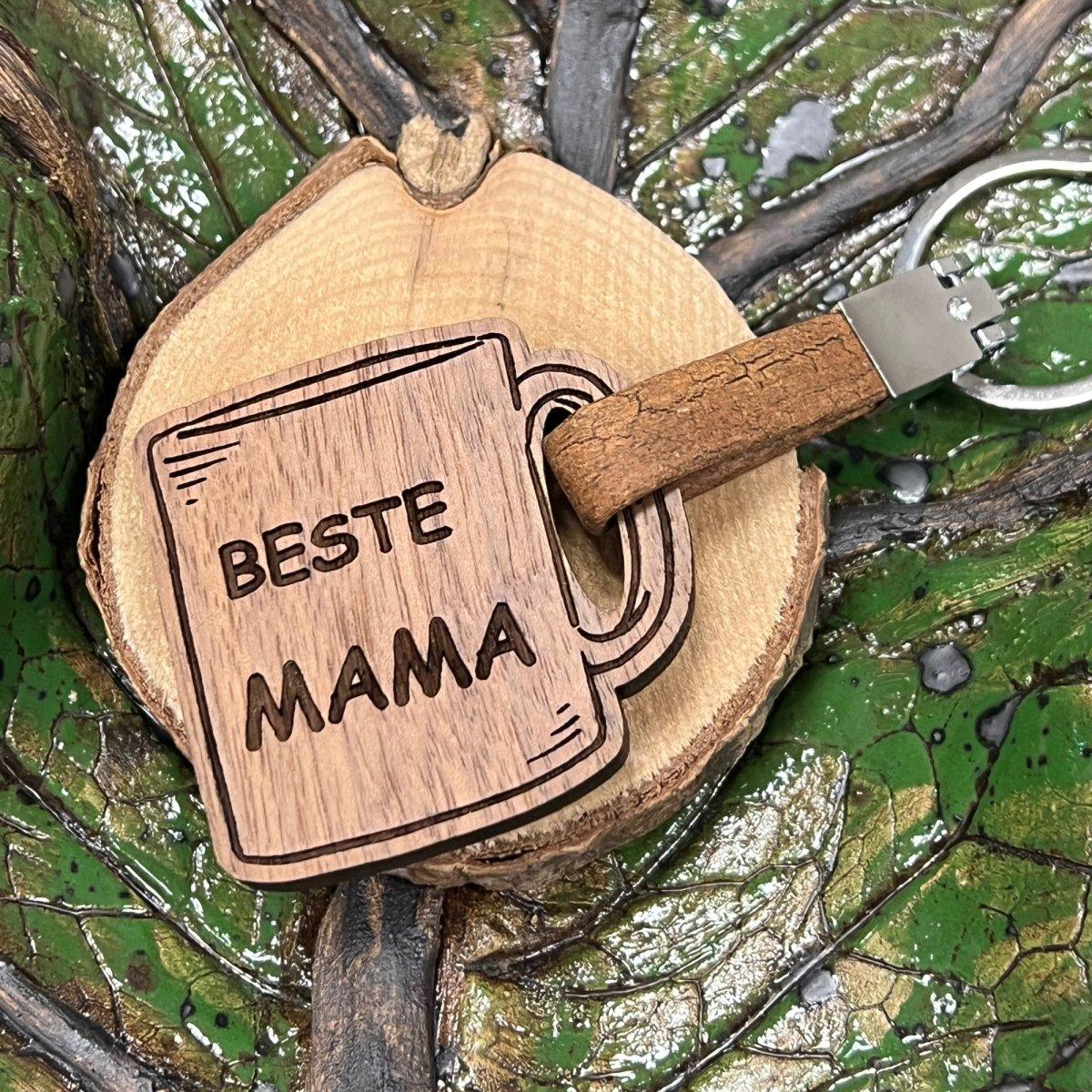 Schlüsselanhänger Tasse Mama - Muttertag - Geburtstag - - wood stud - Holzohrringe - Holzdeko und mehr