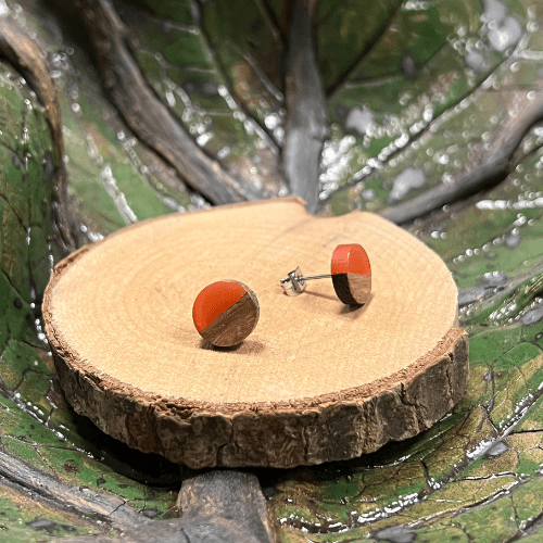 Unsere Minis - Holzohrstecker mit Resin - wood stud - Holzohrringe - Holzschmuck und mehr