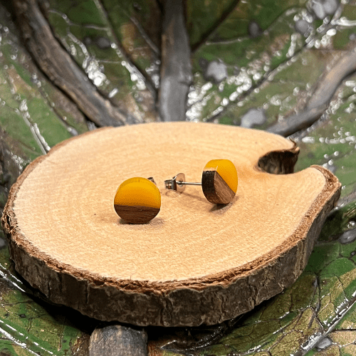 Unsere Minis - Holzohrstecker mit Resin - wood stud - Holzohrringe - Holzschmuck und mehr